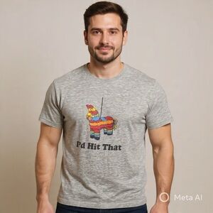 Spreadshirt Piñata Graphic Tee “I’d Hit That” Funny Gray Sz L